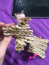 Jaula colgante de madera Natural para morder, juguete de pájaro, loro, masticable, juguetes con cascabel, regalo de Navidad, 1 unidad