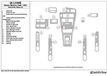 

Interior lining for Nissan Maxima 1989-1991. Set L1442.