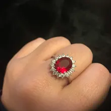 Anillo de princesa de circón azul transparente para mujer, joyería de compromiso para fiesta, adornos para joyas finas, chica y amiga Gif