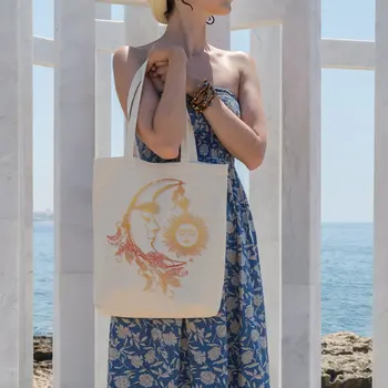 

Angemiel Bag Month With The Sun Coexistence Shopping Beach Tote Bag