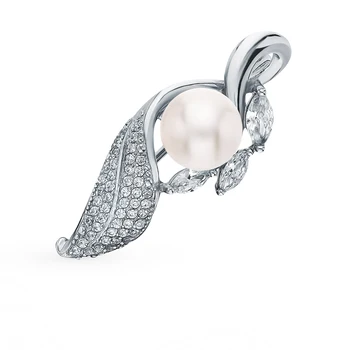 

Silver brooch with cubic zirconia and pearls sunlight sample 925