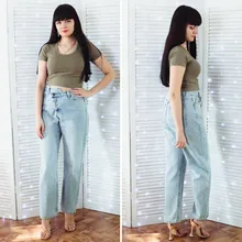 Irregular-Jeans Denim Pants Vintage Streetwear Syiwidii High-Waist Women Fashion-Spring