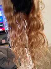 Peluca de cabello humano degradado para mujer postizo frontal de encaje rubio miel, Ombre 1B/27 1B Borgoña, cuerpo brasileño ondulado con cierre