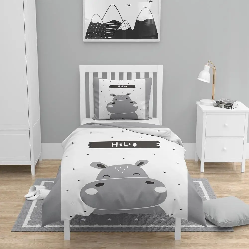 ^Cheap Else 4 Pcs White Gray Hippo Animal Scandinavian 3D Print Cotton Satin Chidren Kids Duvet Cover Bedding Set Pillow Case Bed Sheet ^Cheap Else 4 Pcs White Gray Hippo Animal Scandinavian 3D Print Cotton Satin Chidren Kids Duvet Cover Bedding Set Pillow Case Bed Sheet
