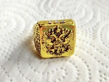 Anillo de moda FDLK para hombre, anillo de doble águila, Imperio Ruso, Punk, Color dorado, brazos del anillo grande ruso
