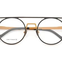 Женские круглые Двойные мосты уникальные Cateye из чистого титана Металлические легкие очки повседневные Популярные оправы для очков синего цвета по рецепту