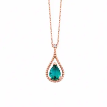 

Tiny Water Drop Green Quartz Silver Necklace