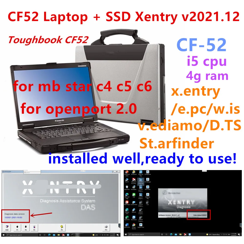 

CF-52 Toughbook with Software Xentry 2021.12 For MB Star SD Connct C4 C5 C6 Software SSD installed CF52 i5 cpu 4g Laptop cf 52