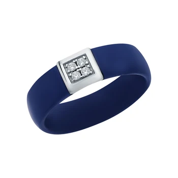 

Silver ring with ceramics and cubic zirconia sunlight sample 925 test