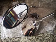 Espejos retrovisores universales para motocicleta, cristal cromado ovalado, 10MM, lateral de motocicleta, para Yamaha xt 600 virago 125 535 1100 vmax 1200