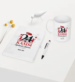 

Personalized Teachers Days Happy Themed White Notebook Pen Mug Set-2