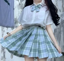 Minifalda plisada a cuadros Harajuku para mujer y niña, Kawaii, Cosplay de cintura alta, estilo Preppy Lolita, Escuela dulce, JK1001, 2021