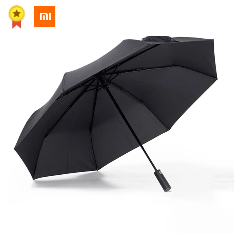 Черный Xiaomi Mijia автоматический Солнечный дождливый Bumbershoot алюминиевый ветрозащитный водонепроницаемый УФ зонтик для мужчин и ж - Цвет: Черный