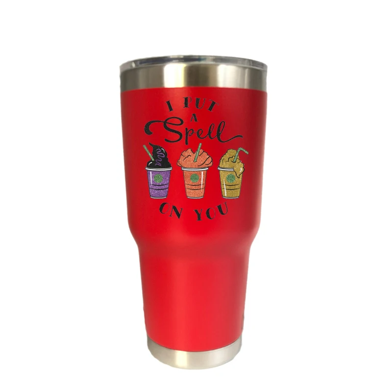 30 oz red Хэллоуин hous Pocus 30 oz тумблер путешествия автомобиль пивная кружка с двойными стенками Изолированная вакуумная фляжка из нержавеющей стали Термос кофейные кружки - Цвет: 30 oz red