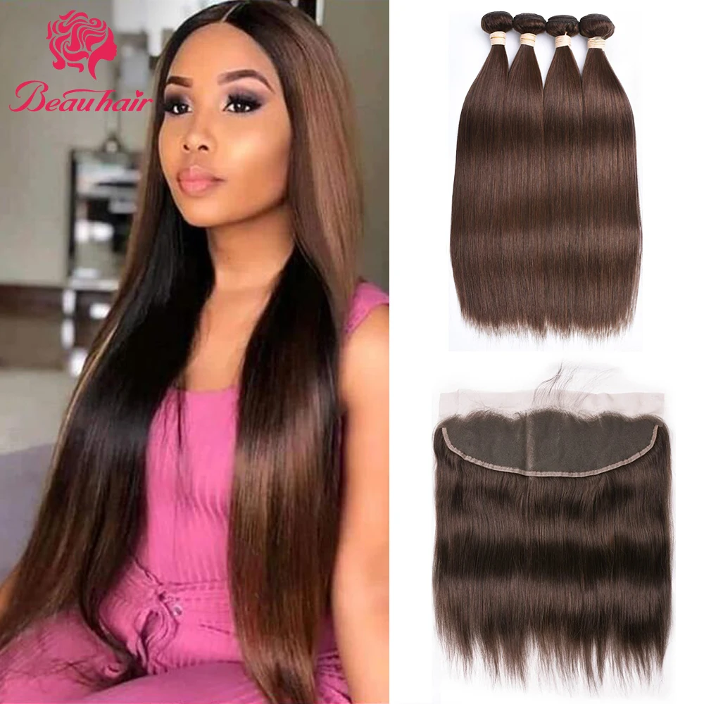 

Malsysian Human Hair Bundles With Frontal Straight Frontal With Human Hair Bundles Hair weaving Straight Human Hair Extensation