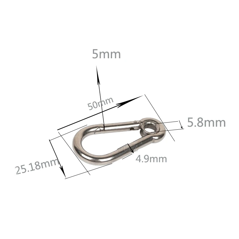 1Pcs 304 316 Stainless Steel Carabiner Carbine Snap Hook with Eyelet Spring  Buckle Key Ring M4 M5 M6 M7 M8 M9 M10 M11 M12 M14