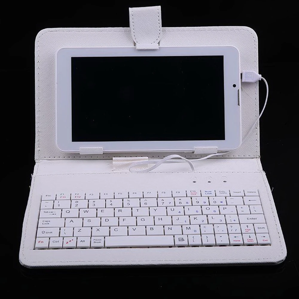 Складной чехол из искусственной кожи с подставкой протектор со встроенной клавиатурой Micro USB для планшетов 9,7 дюймов - Цвет: White