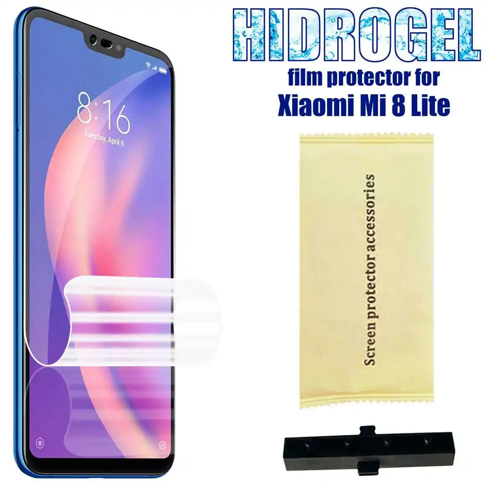 Полное покрытие экрана протектор ТПУ гидрогель Flex пленка для Xiaomi Mi 8 Lite край-к-Край Покрытие небьющиеся HD