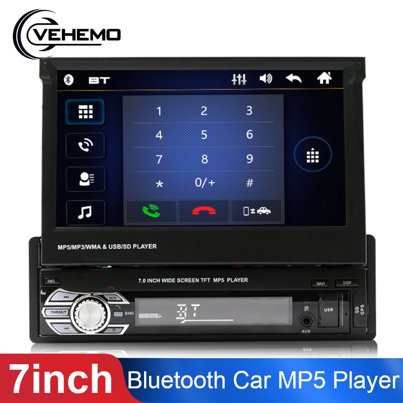 Vehemo " автомобильный Bluetooth MP5 плеер Bluetooth Авто Радио сенсорный экран gps навигация мультимедийный плеер FM/USB/AUX Авторадио