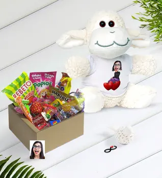 

Personalized Women 'S Caricature Of Nostalgic Lezzetler Plush Little Lamb Gift Seti-2