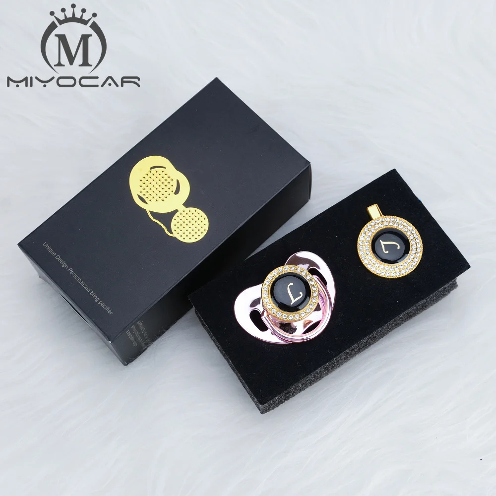 MIYOCAR уникальный дизайн имя инициалы буквенные L красивый bling соска и пустышка Клип BPA бесплатно пустышка bling уникальный дизайн LL