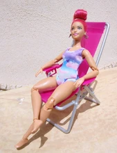 Accesorios para muñecas, 4 artículos = 2 bañadores, Bikini + 1 SILLA DE PLAYA + 1 anillo de natación inflable, ropa para muñecas Barbie, conjunto de juguetes para niños