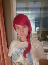 QQXCAIW rizado largo disfraz con Peluca de fiesta rojo plata Rosa gris negro Rubio 70 Cm de alta temperatura de pelucas de pelo sintético