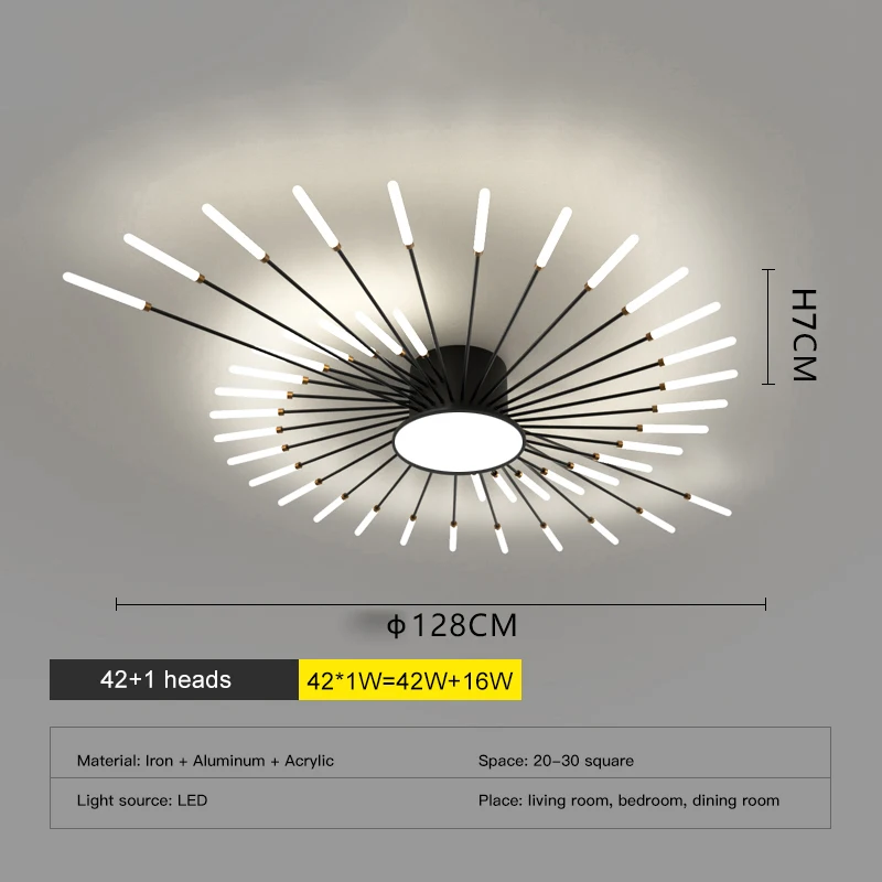 chandelier for living room LED Chandelier Fireworks 2022 Modern Ceiling Lamp For Living Room Bedroom Home Decoration Black Kitchen Spider Lighting Fixtures shell chandelier Chandeliers