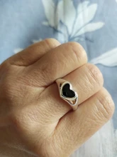 Anillos de Metal de Color plateado para mujer y hombre, joyería de fiesta de Metal Punk, cara llorando, corazón negro abierto redondo diseño de anillos