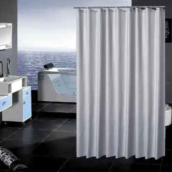 

3 Colors Modern Shower Curtains Waterproof Thicken Polyester Fabric Solid Color Bath Curtains with Hooks