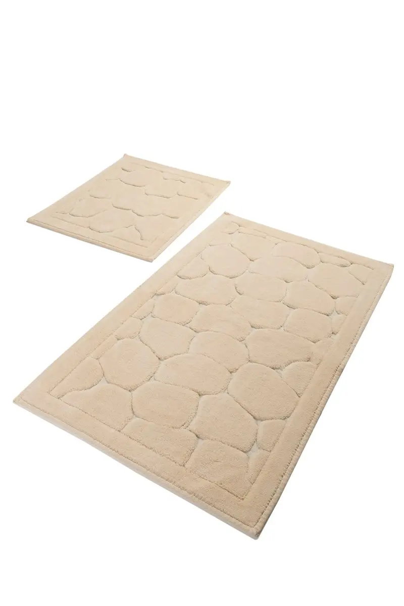 Коврики для ванной нескользящие Противоскользящие коврики Нескользящие противоскользящие Парма хлопок бежевый 2'Li набор 60X100 см-50X60 см