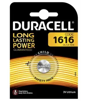 

Pila de boton Duracell bateria original Litio CR1616 3V en blister 1X Unidad