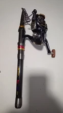 Conjunto de caña de pescar telescópica, engranaje giratorio de carrete de pesca, carrete y caña de pescar