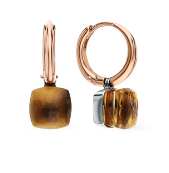 

Gold earrings with citrine sunlight sample 585