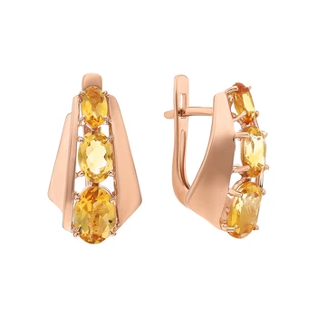 

Gold earrings with citrine sunlight sample 585