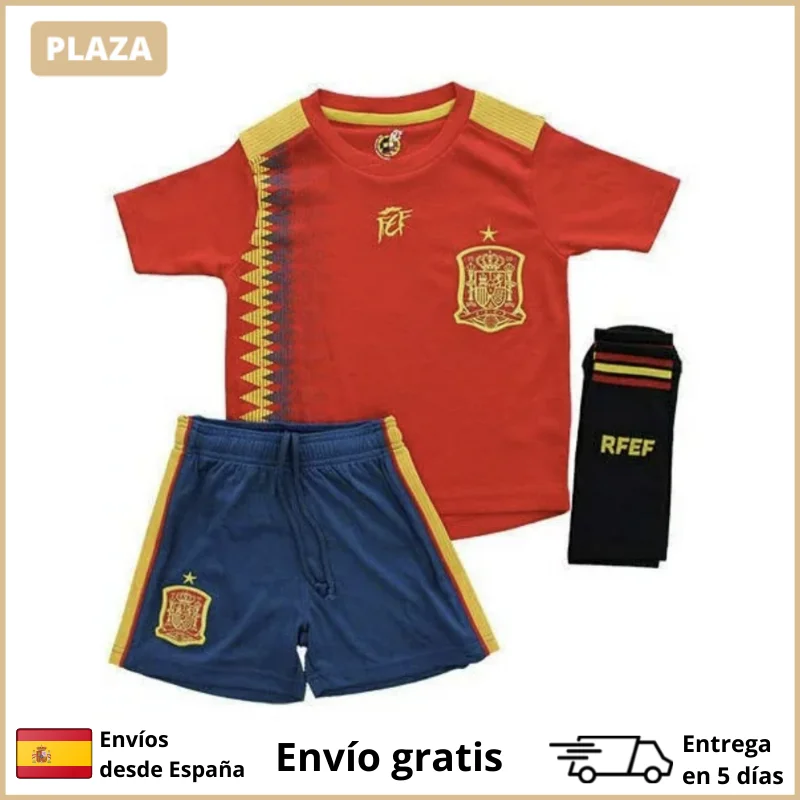 EQUIPACION INFANTIL SELECCION ESPAÑOLA DE FUTBOL OFICIAL REPLICA 3 PIEZAS, Camiseta de fútbol equipaciones de fútbol camiseta deporte futbol kit española camiseta niño Regalo original regalo futbol pantalón|Conjuntos de fútbol para