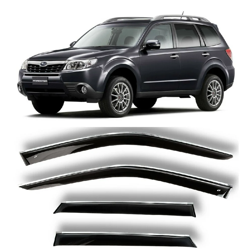 Дефлекторы окон хром полоска молдинг Cobra Tuning S40108CR на авто Subaru Forester 3 2008-2012