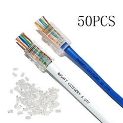 Fiches de réseau CAT6 RJ45, 50 pièces, câble de raccordement modulaire, accessoires 8P8C, forte plasticité 