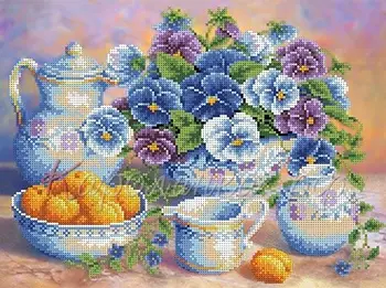 

Blue bouquet pattern with a bead pattern, A3