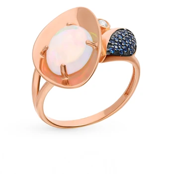 

Silver ring with sapphires, cubic zirconia and sunlight plating 925