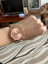 La Rosa Oro 1 Set pulsera reloj del cuarzo de Japón creativo diseño impermeable de malla de acero inoxidable relojes reloj femenino