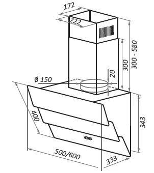 Кухонная вытяжка HOMSair SATURN 60 ЧЕРНЫЙ