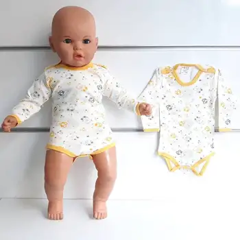 

Yellow Piping The Teddy Bears Long Sleeve from Shoulder And Bottom snap fit-Popping In baby Badi the Zibin