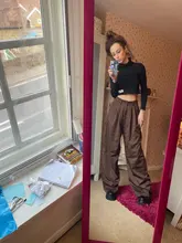 2021 Retro de Color sólido salvaje recto ancho pierna Pantalones mujer primavera nueva moda Coreana de cintura alta pantalones largos