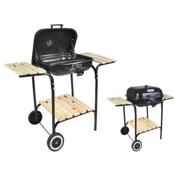 

Wooden BBQ XL on roulette with étagere