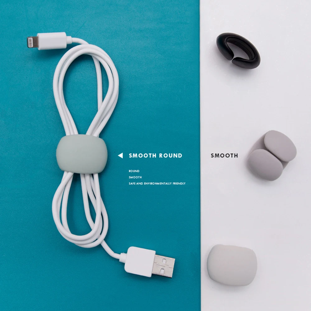 

4Pcs Cable Winder Fashion Simple Round Clip USB Charger Holder Desk Tidy Organiser Wire Cord Lead for Desktop Cable Fixed