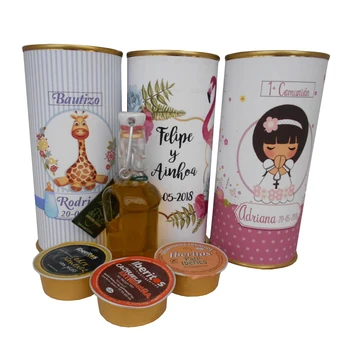 

6 pcs/customized with easy open tin with Virgin extra olive oil and pates pra your details guest