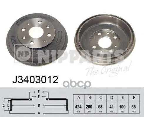 Барабан Тормозной Mazda 323 98-04 Nipparts J3403012 Nipparts арт. J3403012