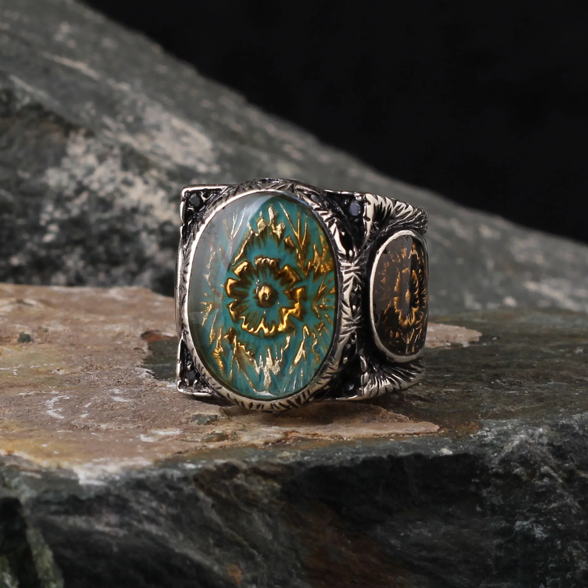 Original 925 Sterling Silver Handmade Turkish Enamel Ring Mina