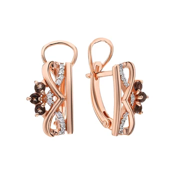 

Silver earrings with раухтопазами and cubic zirconia sunlight sample 925